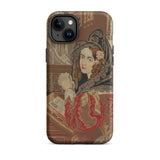Prayer Break - Gothic Revival Embroidered Phone Case Iphone 15 Plus / Matte Iphone Case Vintage Woman Portrait Syntax, Her Eyes Stitched,