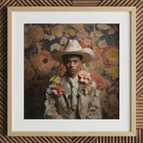 Presley - Gay Black Twunk Cowboy Art Print / Canvas, 12x12’’ / 31x31cm / Natural Frame / Matboard, Posters Prints & Visual Artwork, Toby
