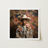 Presley - Gay Black Twunk Cowboy Art Print / Canvas Framed Portrait Photograph Person Ornate Light-colored Hat Dandy, Afroamerican