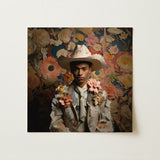 Presley - Gay Black Twunk Cowboy Art Print / Canvas Framed Portrait Man Ornate Light-colored Cowboy Hat Jacket Dandy Gay Cowboy,