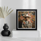 Presley - Gay Black Twunk Cowboy Art Print / Canvas Framed Portrait Man White Hat Floral Shirt Dandy, Afroamerican Outlaw’s, Spirit’s Queer