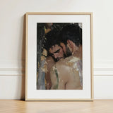 Pressed - Erotic Gay Couple Art Print / Canvas Framed Artwork Textured Impressionistic Painting Two Men Intimate, Prints