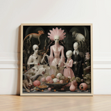 Framed Artwork Surreal Scene Pale Stylized Figures Soft Grand High Ghoul’s Nuptial Feast
