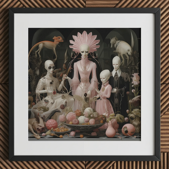 Pretty in Pink - Stampa d'arte horror queer lowbrow / Tela, 12x12’’ / 31x31cm / Cornice nera / Passe-partout, Poster stampe e opere d'arte visiva, Toby