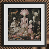 Pretty in Pink - Stampa d'arte horror queer lowbrow / Tela, 12x12’’ / 31x31cm / Cornice nera / Passe-partout, Poster stampe e opere d'arte visiva, Toby