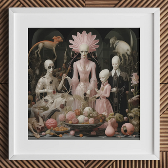 Pretty in Pink - Stampa d'arte horror queer lowbrow / Tela, 12x12’’ / 31x31cm / Cornice bianca / Passe-partout, Poster stampe e opere d'arte visiva, Toby