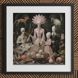 Pretty in Pink - Lowbrow Queer Horror Art Print / Canvas Framed Art Print Surreal Figures Pastel Pink White Grand High Ghoul’s Nuptial