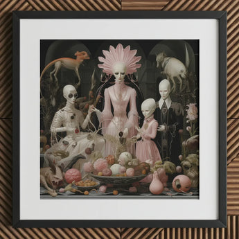 Pretty in Pink - Lowbrow Queer Horror Art Print / Canvas Framed Surreal Figures Pastel White Grand High Ghoul’s Nuptial Feast, Prints