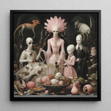 Pretty in Pink - Lowbrow Queer Horror Art Print / Canvas Framed Surrealist Artwork Pale Stylized Figures Ornate Grand High Ghoul’s Nuptial