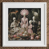 Pretty in Pink - Lowbrow Queer Horror Art Print / Canvas Surreal Framed Artwork Pale-skinned Figures Ornate White Grand High Ghoul’s