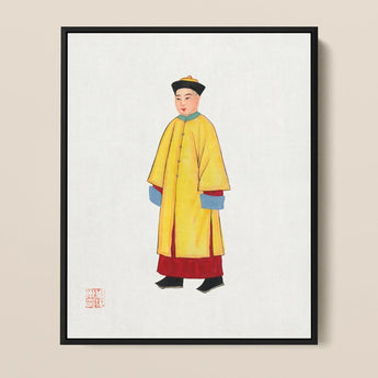 Priest - Qing Dynasty Art Print / Canvas Framed Artwork Traditional Chinese Figure Vibrant Yellow Robe Hardy Jowett, 1930s Spirituality,