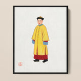 Priest - Qing Dynasty Art Print / Canvas Framed Artwork Traditional Chinese Figure Vibrant Yellow Robe Hardy Jowett, 1930s Spirituality,