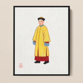 Priest - Qing Dynasty Art Print / Canvas Framed Artwork Traditional Chinese Figure Vibrant Yellow Robe Hardy Jowett, 1930s Spirituality,