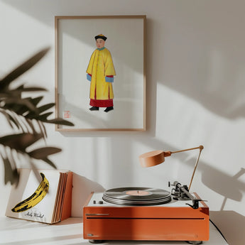 Priest - Qing Dynasty Art Print, Orange Turntable Silver Tonearm Platter