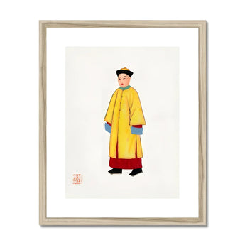 Priest - Qing Dynasty Art Print, Traditional Chinese Artwork Figure Bright Yellow Robe Red