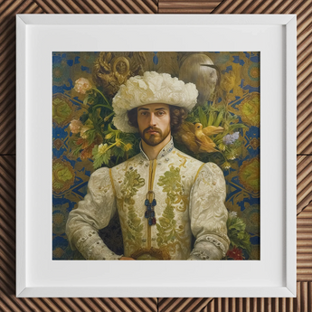Prince Alfonso - Schwule spanische Königlichkeit Barock-Kunstdruck / Leinwand, 12x12’’ / 31x31cm / Weißer Rahmen / Passepartout, Poster Drucke & Visual