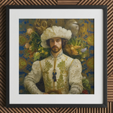Prince Alfonso - Gay Spanish Royalty Baroque Art Print / Canvas, 12x12’’ / 31x31cm / Black Frame / Matboard, Posters Prints & Visual