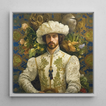 Prince Alfonso - Schwule spanische Königlichkeit Barock-Kunstdruck / Leinwand, 12x12’’ / 31x31cm / Weißer Rahmen, Poster Drucke & Visual Artwork, Toby Leon