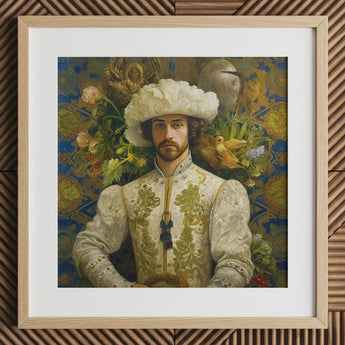 Prince Alfonso - Gay Spanish Royalty Baroque Art Print / Canvas Framed Portrait Man Ornate Cream-colored Embroidered Attire Gold Prince