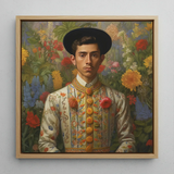 Prince Bernardino - Stampa artistica di regalità messicana gay / Canvas, 12x12’’ / 31x31cm / Cornice naturale, poster, stampe e opere d’arte visiva, Toby Leon
