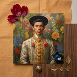 Prince Bernardino - Gay Mexican Royalty Art Print / Canvas Vibrant Square-framed Portrait Man Traditional Spanish Attire Adorned Itty-bitty