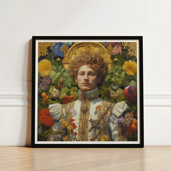 Prince Carlisle - Gay English Royalty Art Print / Canvas Framed Artwork Man Ornate White Gold Baroque-style Attire, Itty-bitty Pretty