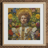 Prince Carlisle - Gay English Royalty Art Print / Canvas Framed Portrait Man Ornate Gold-embroidered White Attire Surrounded, Itty-bitty