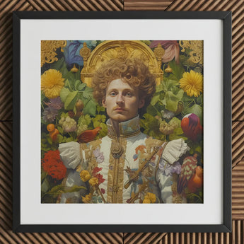 Prince Carlisle - Gay English Royalty Art Print / Canvas Framed Portrait Man Ornate White Gold Embroidered Attire, Itty-bitty Pretty