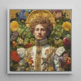 Prince Carlisle - Gay English Royalty Art Print / Canvas Framed Portrait Man Ornate White Gold Embroidered Attire, Itty-bitty Pretty