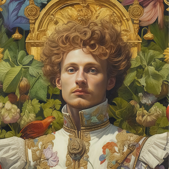 Prince Carlisle - Gay English Royalty Art Print / Canvas Royal Blue Gold Ornate Jacket Intricate Embroidery Prince Carlisle, Itty-bitty