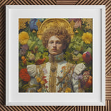 Prince Carlisle - Gay English Royalty Art Print / Canvas White Framed Portrait Man Ornate Attire Surrounded Flowers, Itty-bitty Pretty