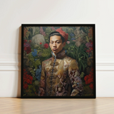 Framed Portrait Young Man Ornate Gold-embroidered Traditional Jacket Prince Chakri, Baroque Gay Princes, Gaysian Thai Royalty