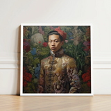 Framed Portrait Young Man Ornate Gold-embroidered Traditional Jacket Prince Chakri, Baroque Gay Princes, Gaysian Thai Royalty