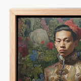 Framed Portrait Man Ornate Traditional Attire Lush Colorful Prince Chakri, Baroque Gay Princes, Gaysian Thai Royalty
