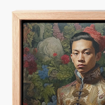 Framed Portrait Man Ornate Traditional Attire Lush Colorful Prince Chakri, Baroque Gay Princes, Gaysian Thai Royalty