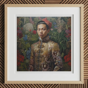 Prince Chakri - Gaysian Thai Royalty Art Print / Canvas Framed Ornate Painting Young Man Traditional Attire, Baroque Gay Princes, Prints