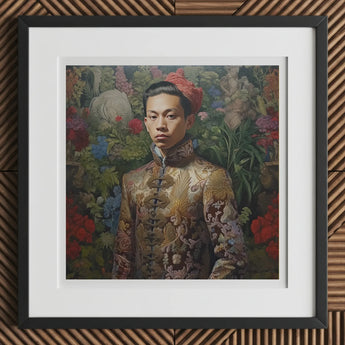 Prince Chakri - Gaysian Thai Royalty Art Print / Canvas Framed Portrait East Asian Man Elaborate Traditional Attire, Baroque Gay Princes,