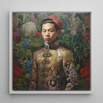 Prince Chakri - Gaysian Thai Royalty Art Print / Canvas Framed Portrait Man Ornate Gold-embroidered Traditional Jacket Intricate, Baroque