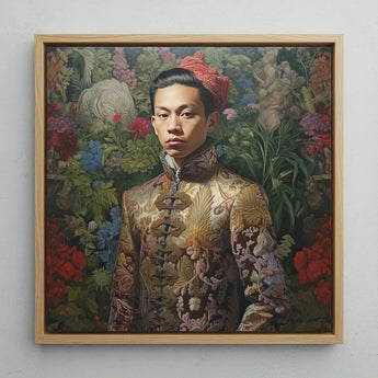 Prince Chakri - Gaysian Thai Royalty Art Print / Canvas Framed Portrait Man Ornate Gold-embroidered Traditional Jacket Intricate, Baroque