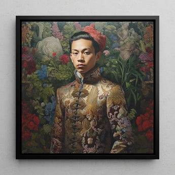 Prince Chakri - Gaysian Thai Royalty Art Print / Canvas Framed Portrait Man Ornate Gold-embroidered Traditional Jacket Intricate, Baroque