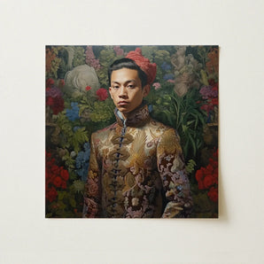 Prince Chakri - Gaysian Thai Royalty Art Print / Canvas Richly Detailed Oil Painting Young Man Ornate Gold-embroidered Prince Chakri,