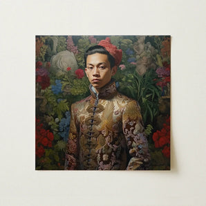 Prince Chakri - Gaysian Thai Royalty Art Print / Canvas Richly Detailed Oil Painting Young Man Ornate Gold-embroidered, Baroque Gay