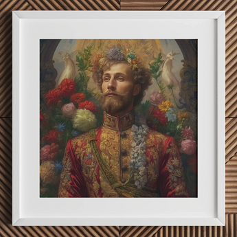 Prince Fyodor - Russische Gay-Royalty-Kunstdruck / Leinwand, 12x12’’ / 31x31cm / Weißer Rahmen / Passepartout, Poster, Drucke & visuelle Kunstwerke, Toby