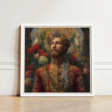 Framed Portrait Bearded Man Ornate Red Gold Embroidered Prince Fyodor, Itty-bitty Pretty Committee, Baroque Gay Princes