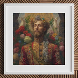Prince Fyodor - Russian Gay Royalty Art Print / Canvas Gold Ornate Floral Crown Red White Flowers Set, Itty-bitty Pretty Committee, Baroque