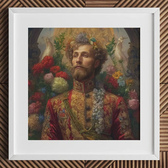 Prince Fyodor - Russian Gay Royalty Art Print / Canvas Gold Ornate Floral Crown Red White Flowers Set, Itty-bitty Pretty Committee, Baroque