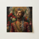 Prince Fyodor - Russian Gay Royalty Art Print / Canvas Richly Embroidered Portrait Man Ornate Red Gold, Itty-bitty Pretty Committee,