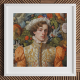 Prince Hugo - Stampa artistica di nobiltà gay tedesca / Canvas, 12x12’’ / 31x31cm / Cornice bianca / Passepartout, Poster, stampe e arte visiva, Toby Leon