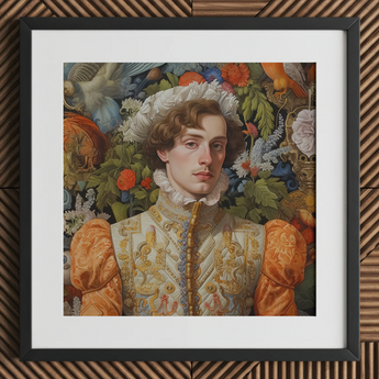 Prince Hugo - German Gay Royalty Art Print / Canvas, 12x12’’ / 31x31cm / Black Frame / Matboard, Posters Prints & Visual Artwork, Toby Leon