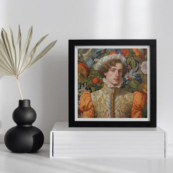 Prince Hugo - German Gay Royalty Art Print / Canvas Black Framed Portrait Man Ornate Attire Floral Vibrant Prince Hugo, Itty-bitty Pretty
